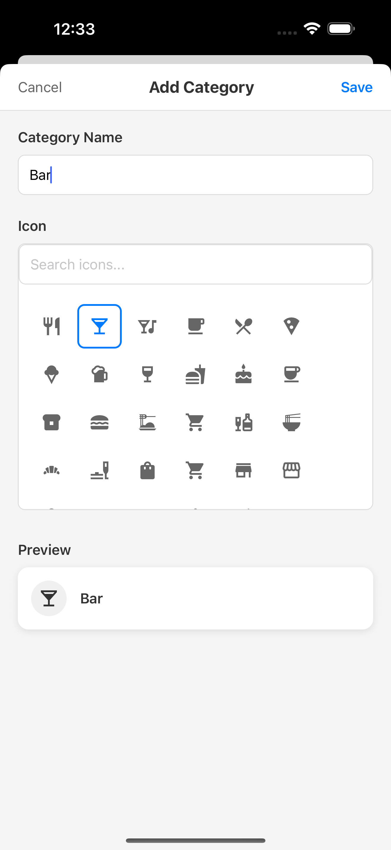 Add Category Screenshot