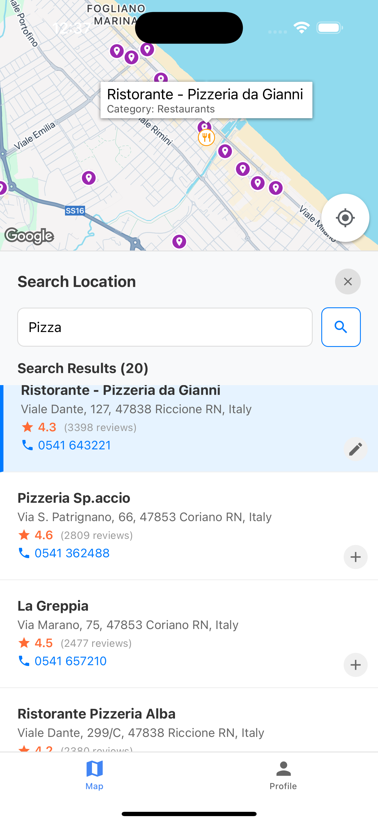 Search Places Screenshot